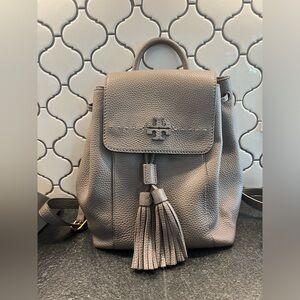 Tory Burch Pebble Leather Backpack in Gray